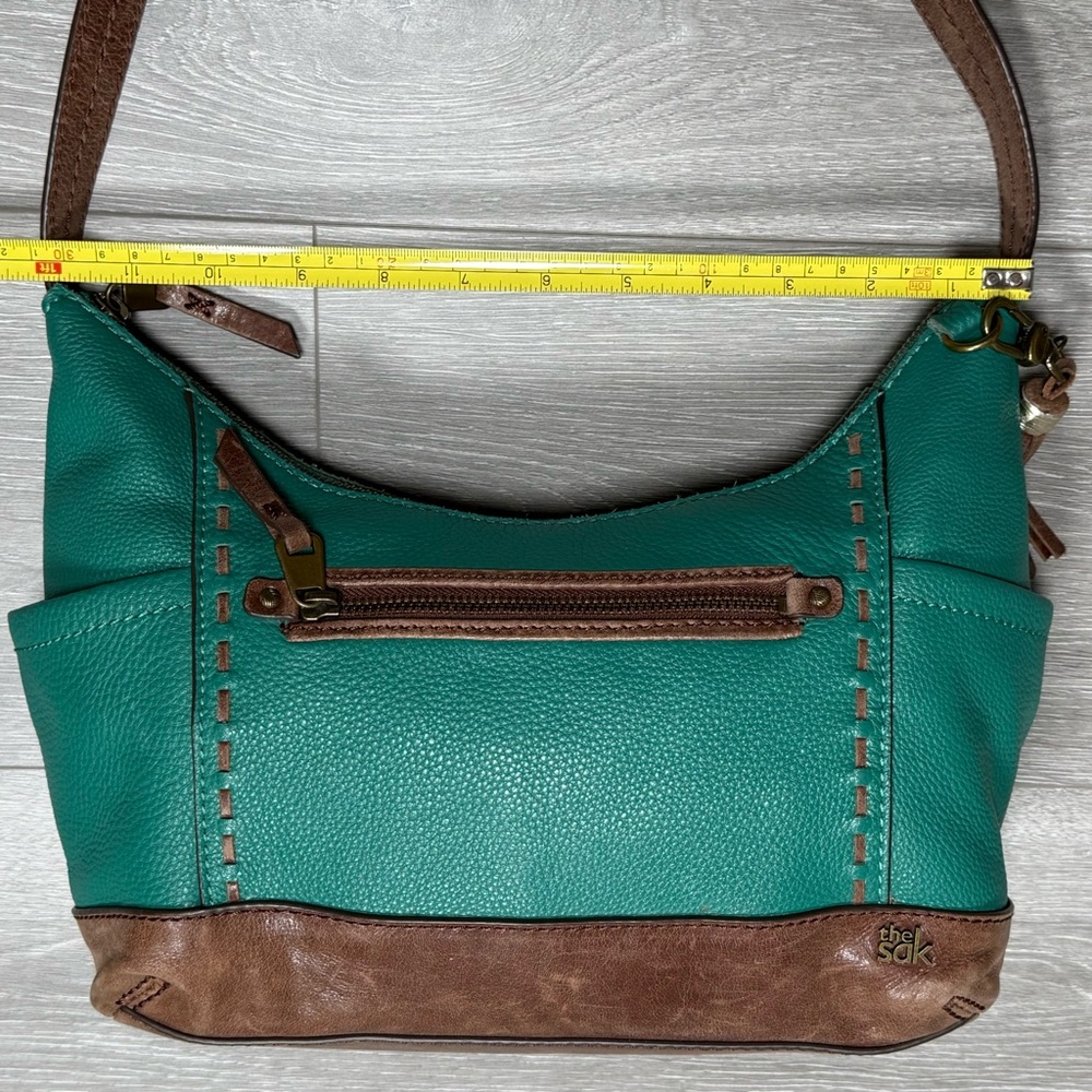 The SAK Kendra Hobo Shoulder Bag. Teal and Brown Leather. - Picture 5 of 12